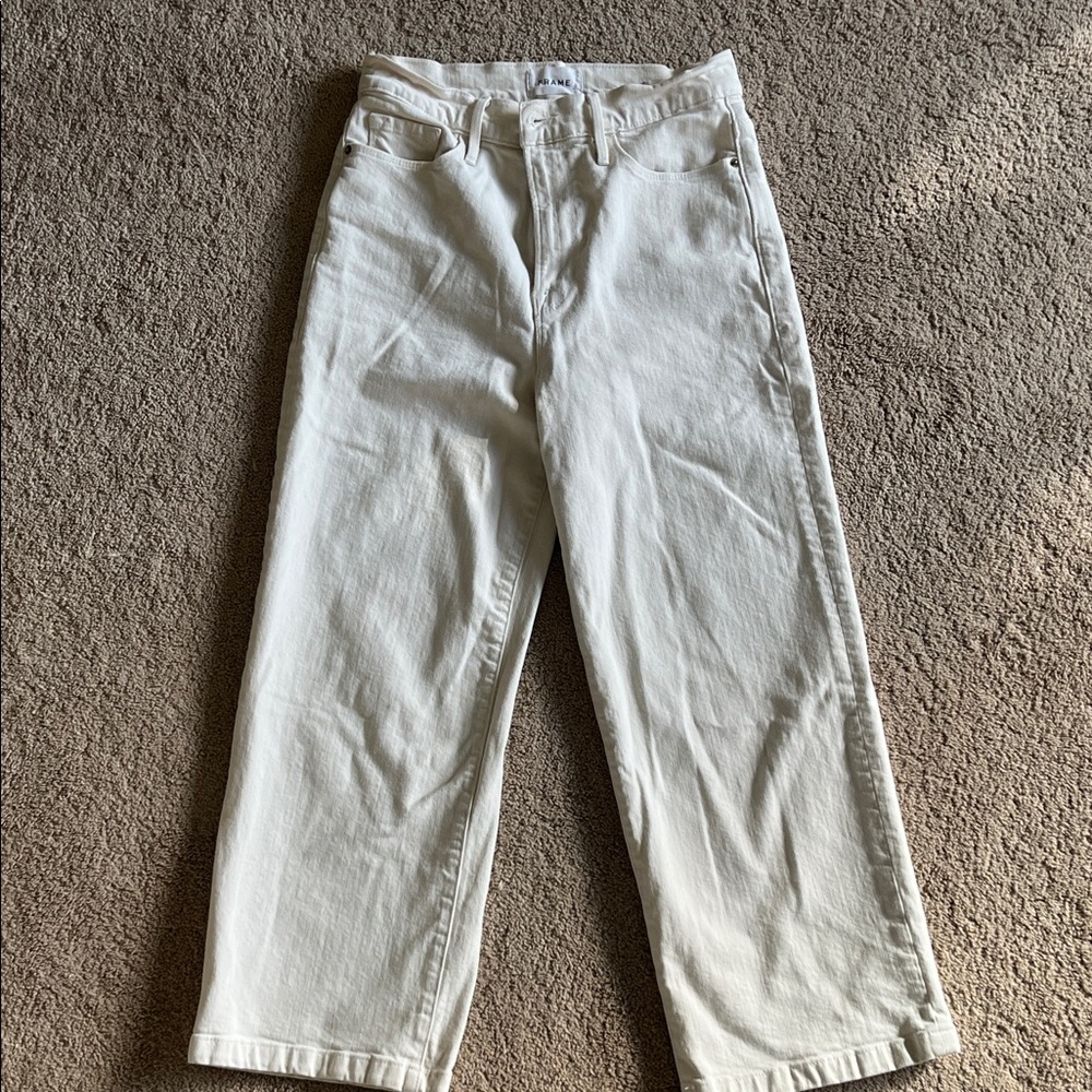 White Ali Wide Crop FRAME denim